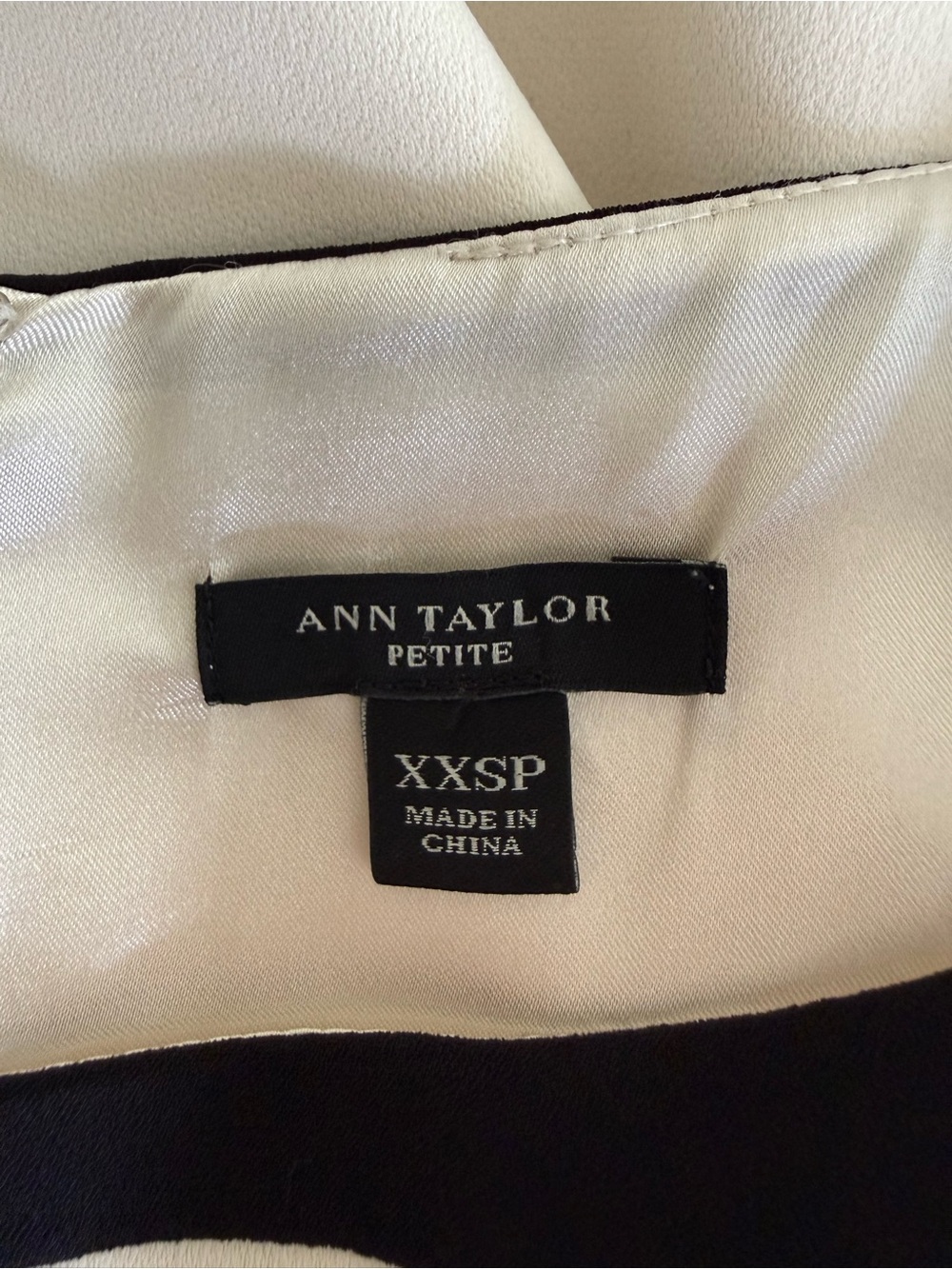 Ann Taylor Cream Black XXS 00P Colorblock Belted Shift Dress Work Office Career - Picture 6 of 13